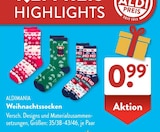 Weihnachtssocken im ALDI SÜD Prospekt Weihnachtssocken von ALDIMANIA im aktuellen ALDI SÜD Prospekt für 0,99 €