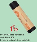 Lot de 10 sacs poubelle avec liens 50l en promo chez Maxi Bazar Nice à 1,79 €
