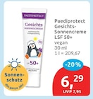 Gesichts-Sonnencreme von Paediprotect für 6,29 € bei budni im Angebot Gesichts-Sonnencreme von Paediprotect im aktuellen budni Prospekt
