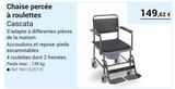 Chaise percée à roulettes en promo chez Technicien de Santé Carpentras à 149,62 €