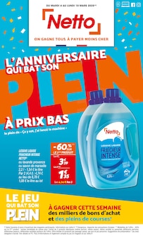 Prospectus Netto à Saint-Germain-la-Poterie, "L'ANNIVERSAIRE QUI BAT SON PLEIN À PRIX BAS", 20 pages de promos valables du 04/03/2025 au 10/03/2025