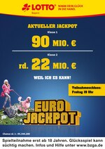 LOTTO Bayern Prospekt "Aktueller Jackpot", 2 Seiten, für Andechs, 19.11.2019 - 22.11.2019 LOTTO Bayern Prospekt "Aktueller Jackpot", 2 Seiten, für Andechs, 19.11.2019 - 22.11.2019