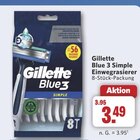 Blue 3 Simple Einwegrasierer im Angebot bei combi in Gütersloh Blue 3 Simple Einwegrasierer Angebote von Gillette bei combi Gütersloh für 3,49 €