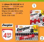 Lithium CR-2032 BP 4 + 2 im Angebot bei GLOBUS in Trier Lithium CR-2032 BP 4 + 2 Angebote von Energizer bei GLOBUS Trier für 4,99 €