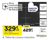 Table de cuisson induction - WHIRLPOOL dans le catalogue But