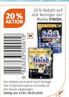 Spülmittel im Müller Prospekt 20 % Rabatt von Finish im aktuellen Müller Prospekt