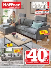 Aktueller Höffner Prospekt mit Sofa, "40% auf Möbel, Küchen & im Fachmarkt", Seite 1