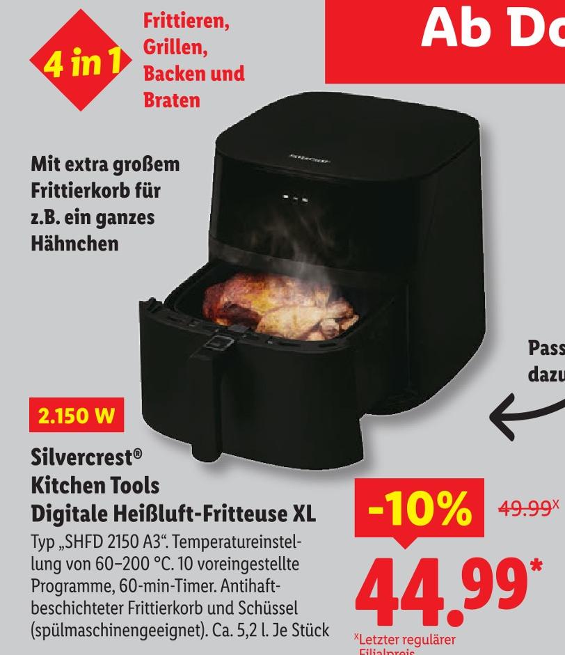 Kitchen Tools Digitale Heißluft-Fritteuse XL