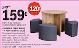 Ensemble table ronde + 4 poufs emboitables en promo chez E.Leclerc Tours à 109,00 €