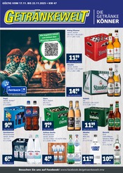 Getränkewelt Getränkemärkte Prospekt der aktuellen Woche mit 4 Seiten, gültig von 17.11.2025 bis 22.11.2025, in Coesfeld und Umgebung Aktueller Getränkewelt Getränkemärkte Prospekt in Coesfeld und Umgebung, "DIE GETRÄNKEKÖNNER" mit 4 Seiten, 17.11.2025 - 22.11.2025