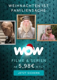 WOW Prospekt für Augsburg mit 1 Seite WOW Prospekt für Augsburg: "Filme und Serien ab 5,98€ mtl.", 1 Seite, 03.12.2024 - 31.12.2024