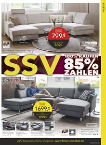Couch im aktuellen BRAUN Möbel-Center Prospekt (Freiburg (Breisgau)) Couch im BRAUN Möbel-Center Prospekt "SSV - VERKAUF SOLANGE DER VORRAT REICHT" mit 16 Seiten (Freiburg (Breisgau))