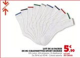 Lot de 10 paires de mi-chaussettes sport homme - Prix Mini en promo chez Super U Clermont-Ferrand à 5,90 €