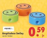 Anspitzdose Smiley von novooo BASIC für 0,59 € bei Mäc-Geiz im Angebot Anspitzdose Smiley von novooo BASIC im aktuellen Mäc-Geiz Prospekt