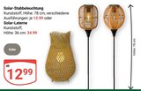Solar-Stabbeleuchtung oder Solar-Laterne im Angebot bei GLOBUS in Amberg Solar-Stabbeleuchtung oder Solar-Laterne Angebote von Solar bei GLOBUS Amberg für 12,99 €
