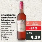 Schwaigerner Trollinger Rosé im Angebot bei Kaufland in Rottenburg Schwaigerner Trollinger Rosé Angebote von HEUCHELBERG WEINGÄRTNER bei Kaufland Rottenburg für 4,29 €