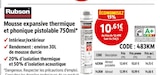 Mousse expansive thermique et phonique pistolable 750ml - RUBSAN en promo chez Screwfix Mousse expansive thermique et phonique pistolable 750ml - RUBSAN dans le catalogue Screwfix