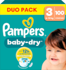 DUO PACK BABY DRY COUCHES PAMPERS - PAMPERS en promo chez Auchan Supermarché Valence à 19,79 €