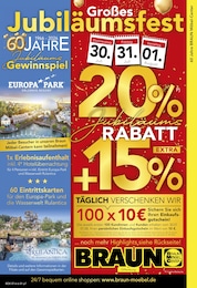 BRAUN Möbel-Center Prospekt für Offenburg: "Großes Jubiläumsfest", 12 Seiten, 25.07.2026 - 22.08.2026