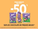 -50% de remise immédiate sur le 2ème sur les Chocolats de Pâques Milka - Milka en promo chez Intermarché Express -50% de remise immédiate sur le 2ème sur les Chocolats de Pâques Milka - Milka dans le catalogue Intermarché Express