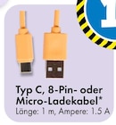 Typ C, 8-Pin- oder Micro-Ladekabel für 1,00 € bei TEDi im Angebot Typ C, 8-Pin- oder Micro-Ladekabel im aktuellen TEDi Prospekt