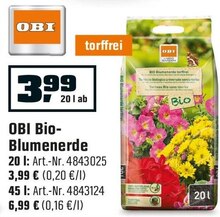 Bio-Blumenerde bei OBI in Hanau Bio-Blumenerde im Angebot bei OBI Hanau für 3,99 €