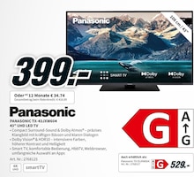 Fernseher von Panasonic TX-55JXW604 im aktuellen Media-Markt Prospekt für 399€