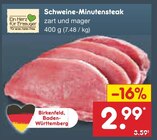 Aktuelle Schweinefleisch Angebote bei Netto Marken-Discount in Pforzheim Aktuelles Schweine-Minutensteak Angebot bei Netto Marken-Discount in Pforzheim ab 2,99 €