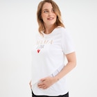 Promo T-shirt manches courtes allaitement blanc femme maternité à 12,99 € dans le catalogue La Halle à Trignac