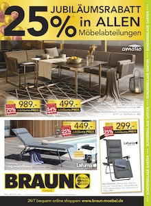 BRAUN Möbel-Center Freiburg (Breisgau) Prospekt "25% Jubiläumsrabatt" mit 4 Seiten