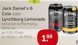 Cola oder Lynchburg Lemonade Angebote von Jack Daniel's bei Akzenta Velbert für 1,99 €