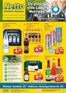 Cola im Netto Marken-Discount Prospekt "DER ORT, AN DEM DU IMMER AUSGEZEICHNETE PREISE FINDEST." mit 2 Seiten (Heilbronn)