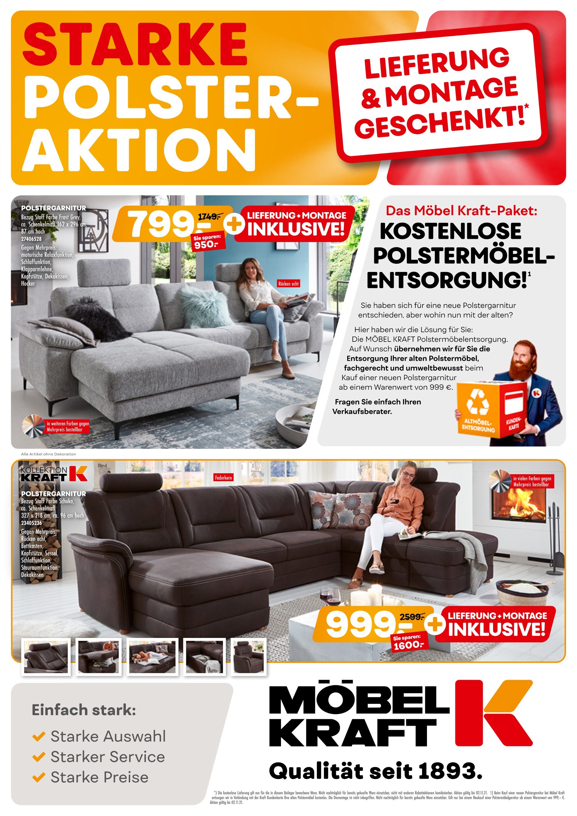 Möbel Kraft Prospekt für Lüneburg mit 8 Seiten Möbel Kraft Prospekt für Lüneburg: "STARKE POLSTER-AKTION", 8 Seiten, 13.10.2021 - 02.11.2021
