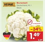 Blumenkohl im Angebot bei Netto Marken-Discount in Duisburg Blumenkohl Angebote von HEIMAT bei Netto Marken-Discount Duisburg für 1,49 €