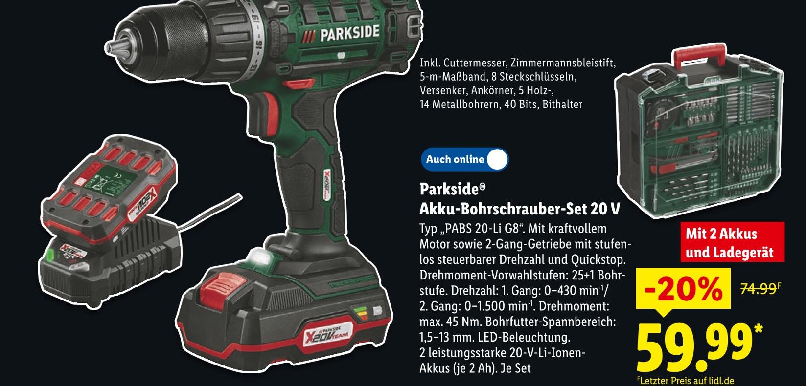 Akku-Bohrschrauber-Set 20 V