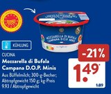 Aktuelle Mozzarella Angebote bei ALDI SÜD in München Aktuelles Mozzarella di Bufala Campana D.O.P. Minis Angebot bei ALDI SÜD in München ab 1,49 €