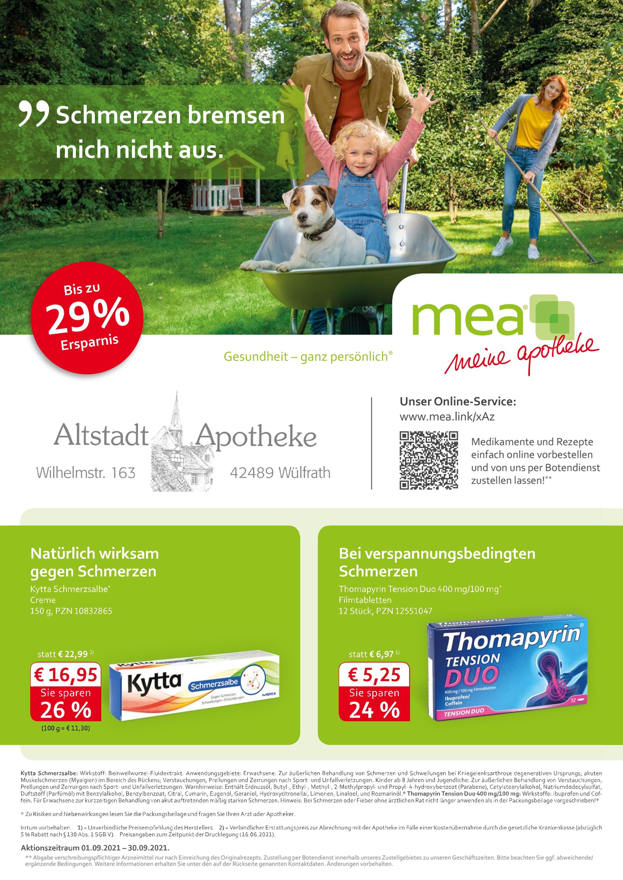 mea - meine apotheke Prospekt für Wuppertal mit 4 Seiten mea - meine apotheke Prospekt für Wuppertal: "Unsere September-Angebote", 4 Seiten, 01.09.2021 - 30.09.2021