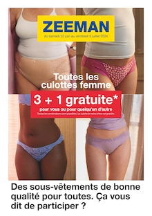Prospectus Zeeman de la semaine "Toutes les culottes femme" avec 1 pages, valide du 22/06/2024 au 05/07/2024 pour Lille et alentours