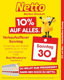Discounter Prospekt von Netto Marken-Discount Bad Windsheim Netto Marken-Discount Prospekt: "10% auf ALLES", 2 Seiten, 30.08.2026 - 30.08.2026