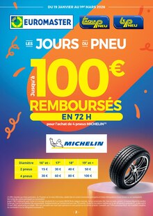 Catalogue Euromaster de la semaine 8, "LES JOURS DU PNEU", page 2, 16/02/2026 - 28/02/2026 Prospectus Euromaster en cours, "LES JOURS DU PNEU", page 2 sur 9