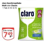 Geschirrspültabs Multi im Angebot bei GLOBUS in Plauen Geschirrspültabs Multi Angebote von claro bei GLOBUS Plauen für 7,49 €