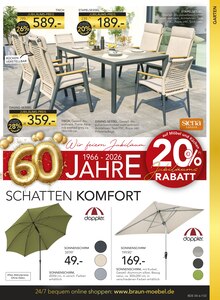 Sonnenschirm im BRAUN Möbel-Center Prospekt "GARTENMÖBEL FRÜHLINGS-TRENDS" mit 8 Seiten (Freiburg (Breisgau))