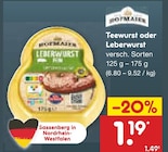 Teewurst oder Leberwurst Angebote bei Netto Marken-Discount Wermelskirchen für 1,19 €