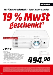 Beamer im MediaMarkt Saturn Prospekt in Augsburg Aktueller MediaMarkt Saturn Prospekt mit Beamer, "19% MwSt geschenkt", Seite 13