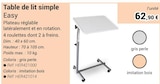 Table de lit simple - Easy en promo chez Technicien de Santé Créteil à 62,90 €