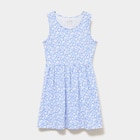 Robe patineuse sans manches coton bleu fille en promo chez La Halle Robe patineuse sans manches coton bleu fille dans le catalogue La Halle