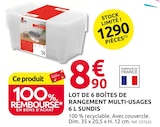 Lot de 6 boîtes de rangement multi-usages - Sundis en promo chez Mr.Bricolage Béziers à 8,90 €