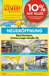 Netto Marken-Discount Prospekt für Bad Dürrheim: "Neueröffnung - 10% auf alles.", 8 Seiten, 30.04.2024 - 04.05.2024
