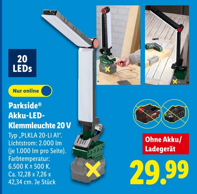 Akku-LED-Klemmleuchte 20 V
