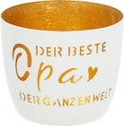 Metallkerzenhalter mit Spruchausstanzung "Opa", weiß-gold bei dm-drogerie markt im Bitterfeld Prospekt für 4,25 €